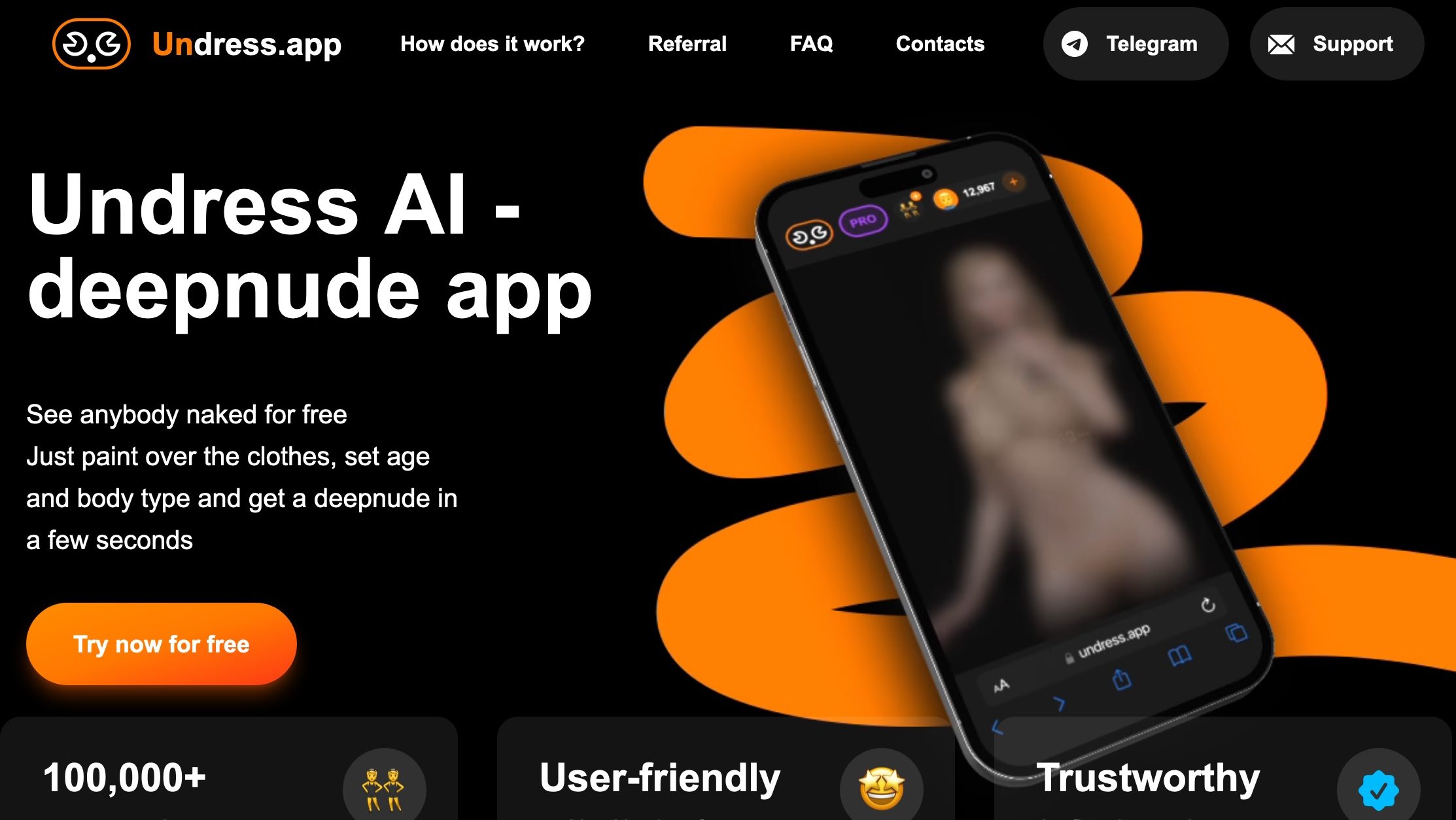 Screenshot of Undress AI app
